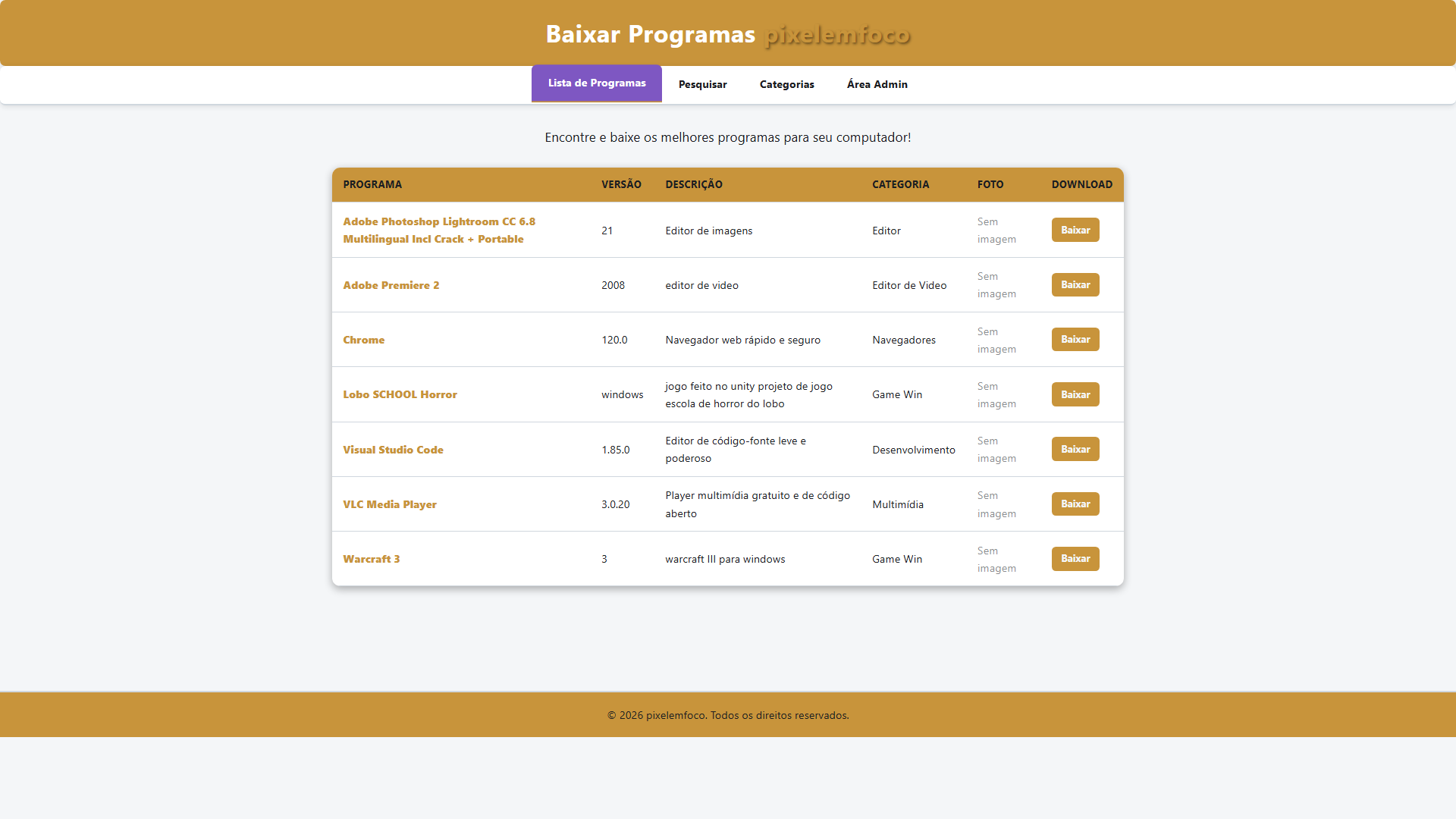 Coleção de programas e projetos diversos