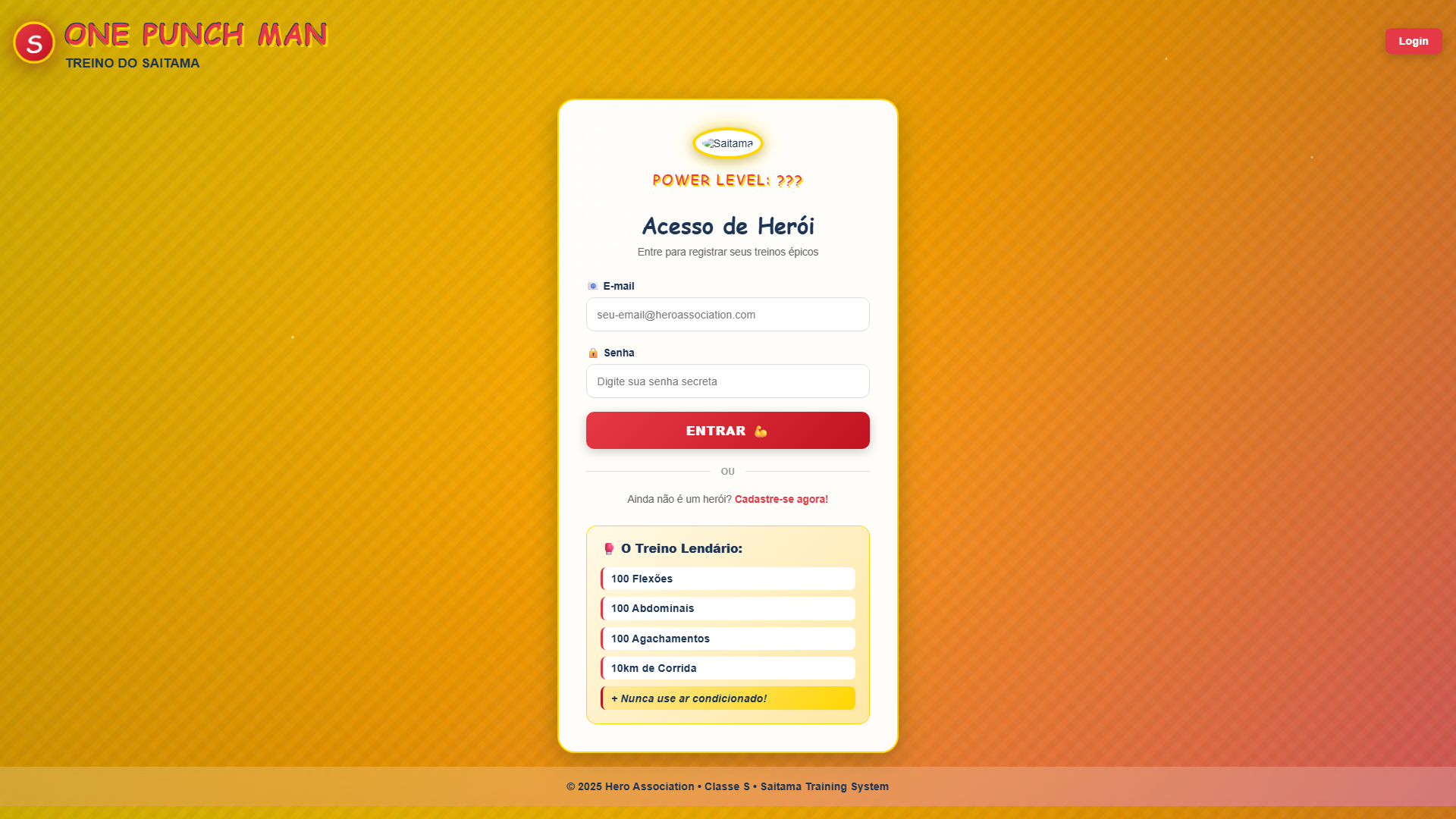 Sistema de treino inspirado em One Punch Man
