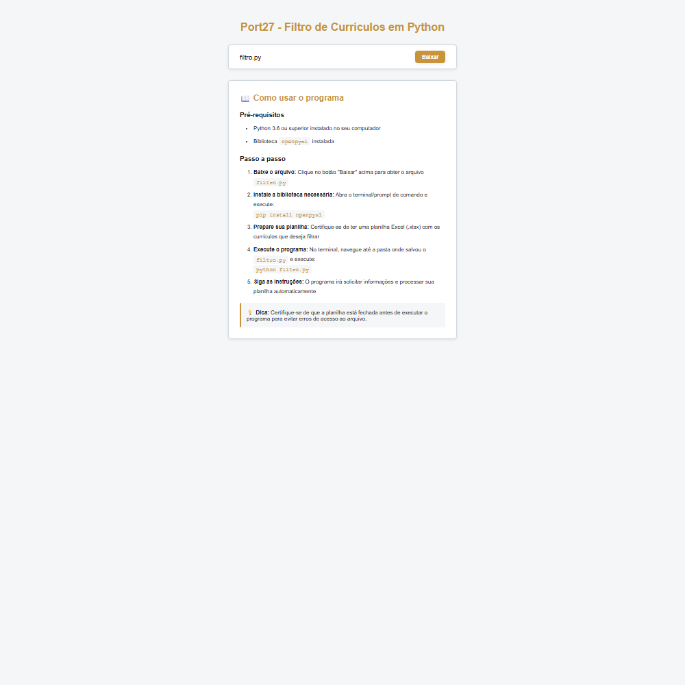 Sistema de análise e filtragem de currículos
