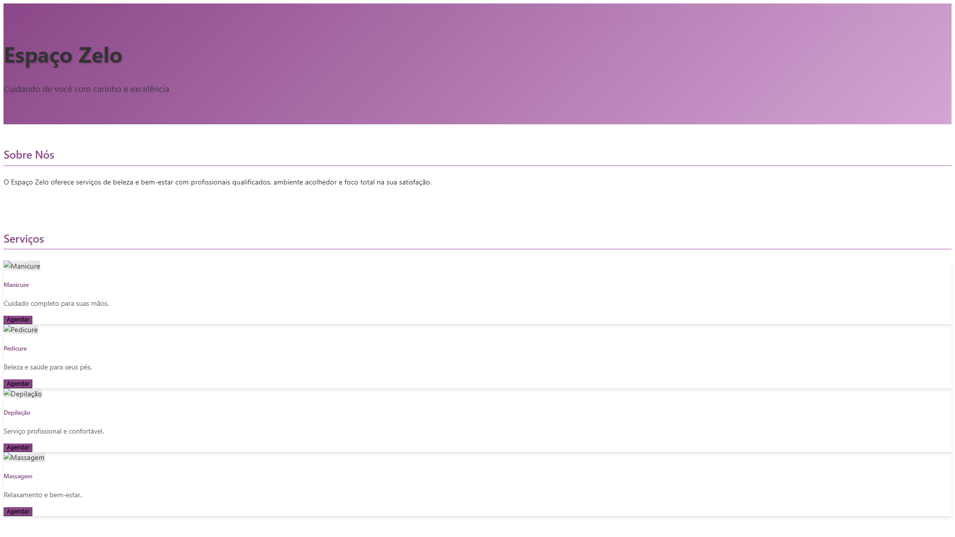 Site de salão de beleza com agendamento de serviços